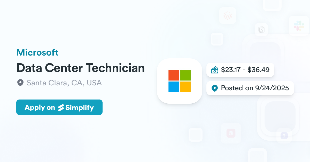 Data Center Technician Microsoft Simplify Jobs